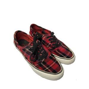 Red plaid shoes